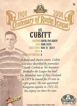 2008 NRL Centenary #15 Les Cubitt Back